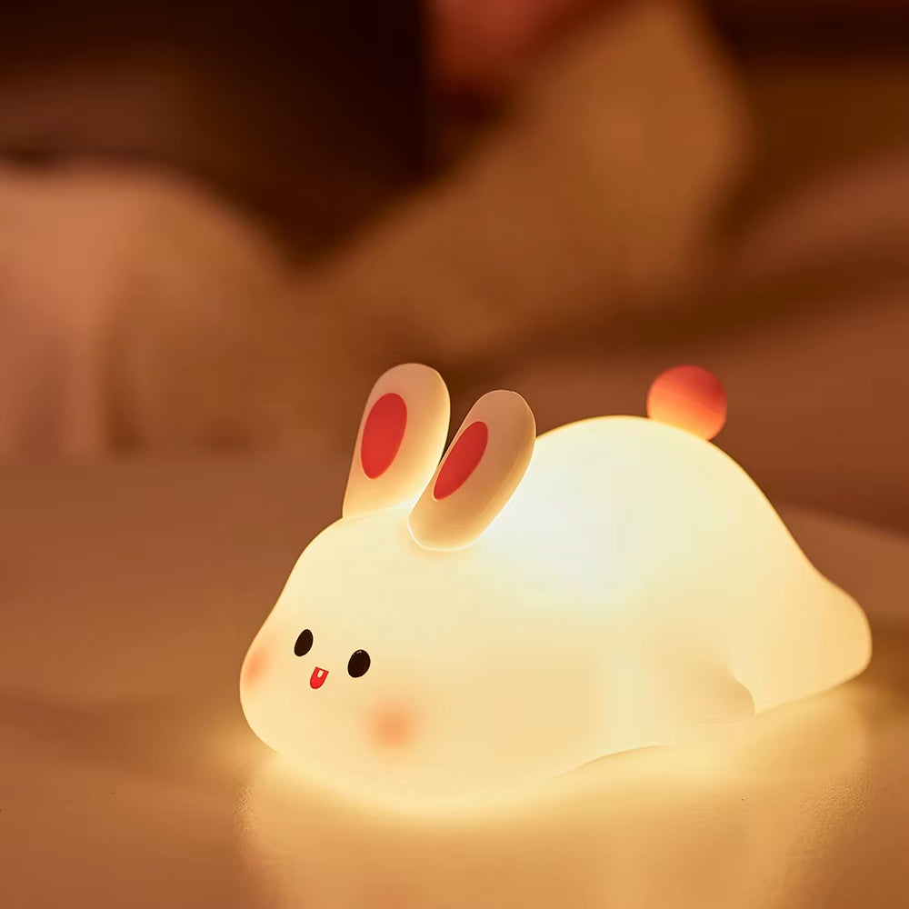 Rechargeable Led Soft Touch Nursery Lamp Bunny Rabbit Silicone Night Light for Kids Light up Silicone Animal Night Light