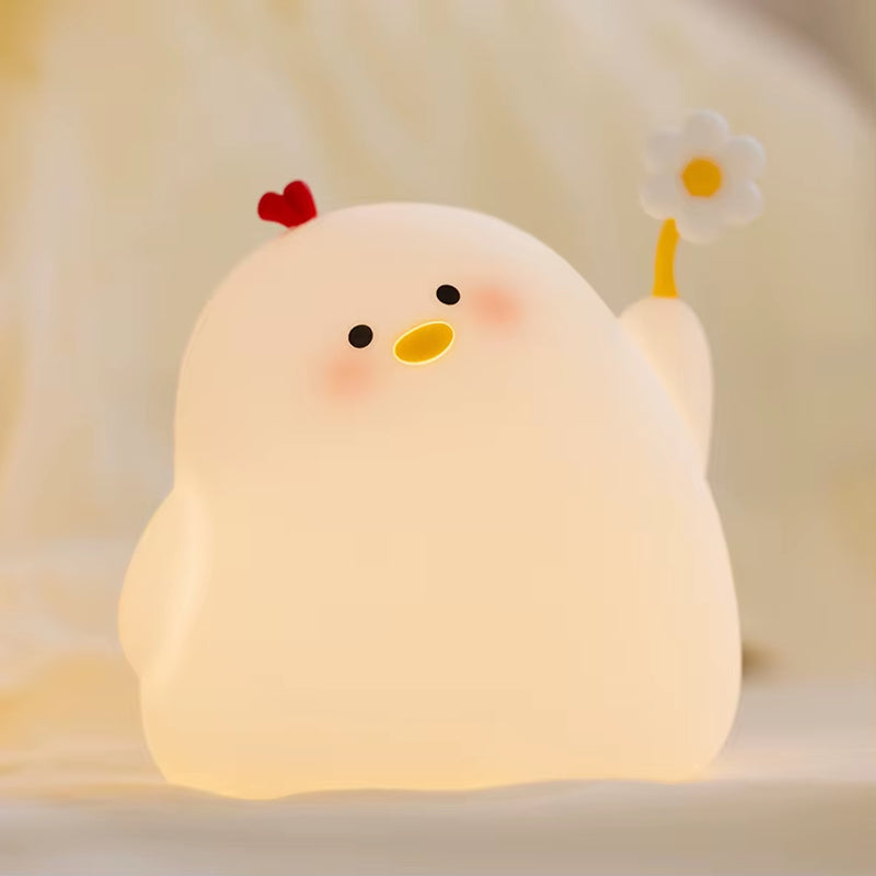 Cute Chick Night Light Animal Soft Silicone Night Lamps 35 Hours USB Rechargeable LED Lamp for Girls Baby and Toddler