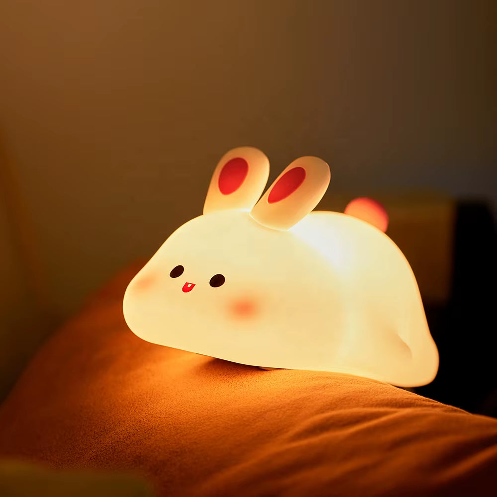 Rechargeable Led Soft Touch Nursery Lamp Bunny Rabbit Silicone Night Light for Kids Light up Silicone Animal Night Light